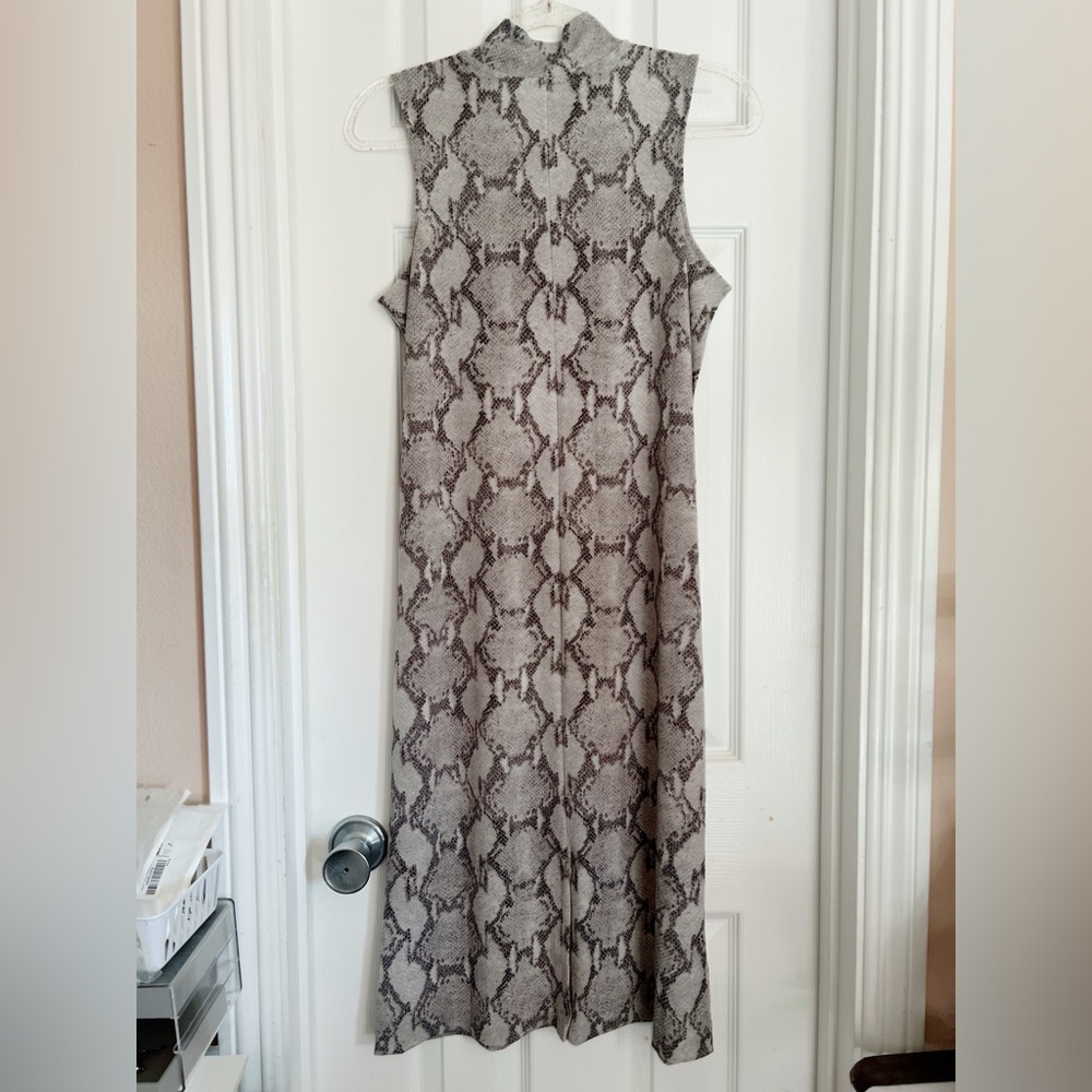 Banana Republic S dress gray snake boa python column stretch sleeveless $89 - Picture 4 of 8